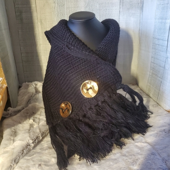 Mud Pie Bag Lady Black Ellie Convertible Button Scarf - Picture 2 of 7